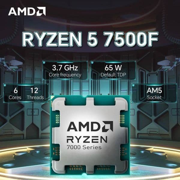 AMD Ryzen 5 7500F 37GHz L332M R5 7500F Processor 6-Core 12-Thread DDR5 65W Socket AM5 5NM NEW but No Fan