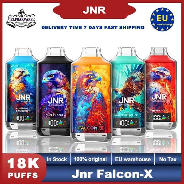 JNR FALCON-X 18000 Puff Original JNR 18k disposable electronic cigarette, German overseas warehouse, 2% 5% nicotine adjustable vaporMesh coil 950mAh 50 flavors