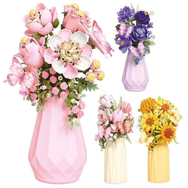 MOC Bunch of Flowers Building Blocks City Romantic Home Desktop Decoration Friends Bricks Educational Toys Model Girls DIY Gifts W260511
