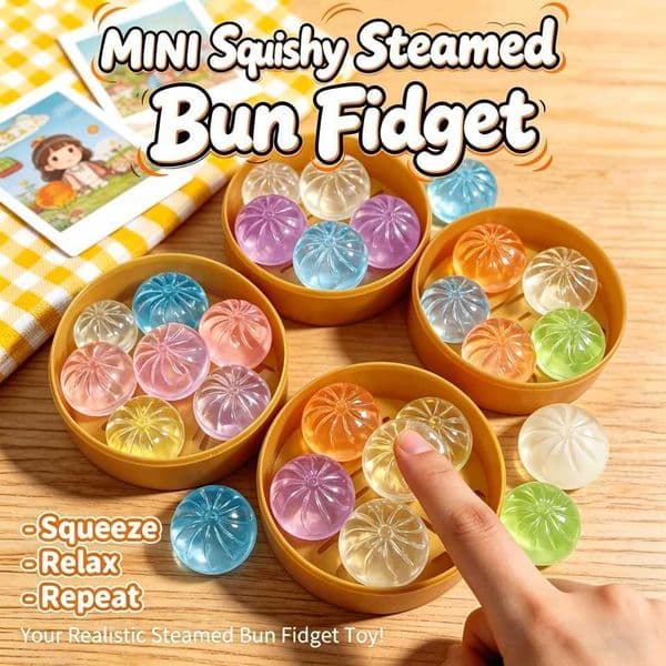 Mini Glitter Dumpling Squishes Stress Relief Toy With Dumplings Steamer Fidget Sensory Squeeze Ball Simulation Food Squishy Bun Z260511