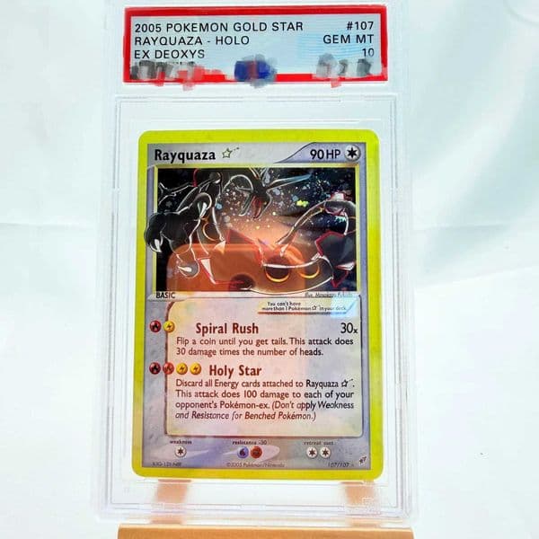 DIY PTCG Rating Card 2005 GOLD STAR RAYQUAZA - HOLO EX DEOXYS 107/107 Collection Card Copy 10Points Rating Card Anime Game Gift L260511ETSL