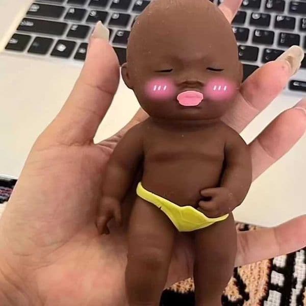 Big black baby pinching music decompression toy decompression artifact black doll small gift doll Natasha X260511