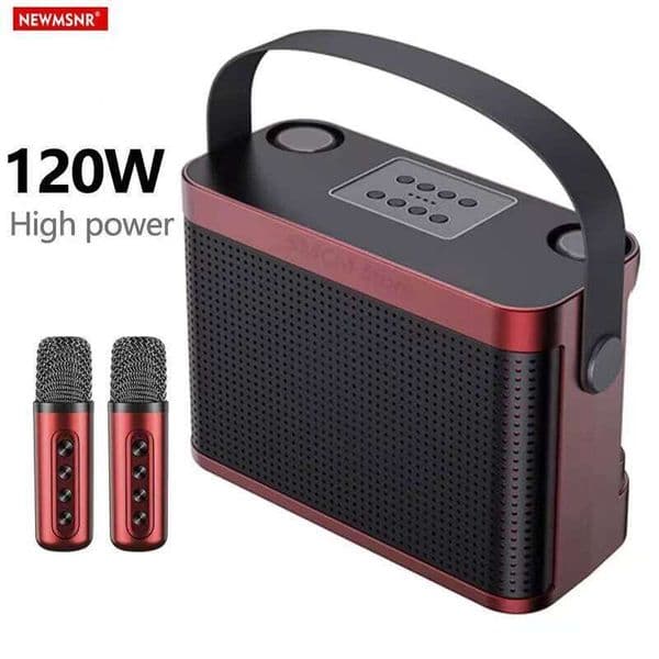 120W Peak Powerful Portable Wireless BT Speaker With 2 Mics Surround Sound Bass Family Party Karaoke Subwoofer Boombox 26Y0511