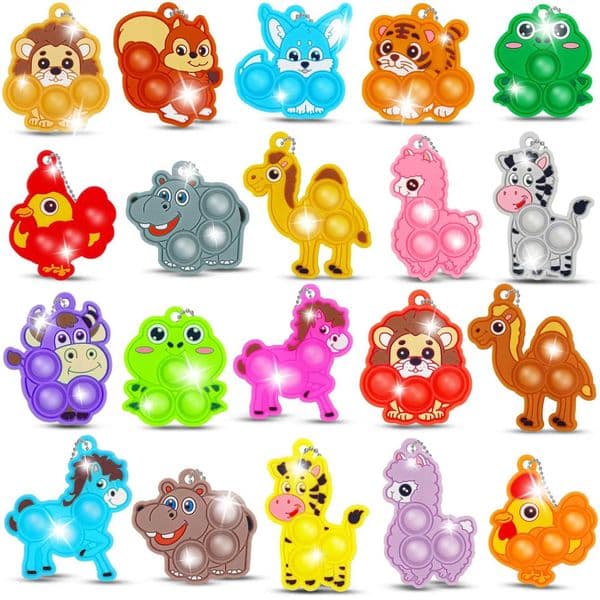 10/50PCS Mini Keychain Fidget Toys Push Bubbles Stress Relief Sensory Toy Kawaii KeyRings fidgeting Toys for Kids Adult Z260511
