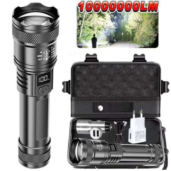 High-power Led Flashlight USB Rechargeable Torch Display Zoomable Light with Battery Camping Hiking Lantern Emergency Lamp S260509