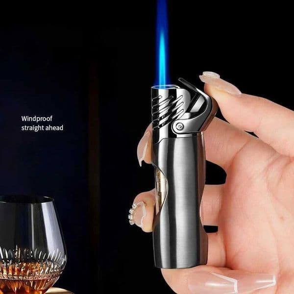 Metal Outdoor Portable Transparent Gas Window Windproof Spray Blue Flame Butane Gas Lighter Cigar Lighter GiftJ260511