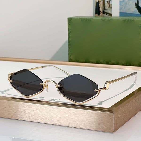Mens Womens Fashion Designer Sunglasses 1604S Half frame metal Luxury sunglasses Small Rhombus glasses UV400