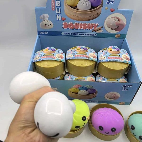 Hot Colorful dumpling squishie Stress Ball Fidget Sensory Toy Simulation Food Squishies Bun with Steamer Squeeze Dough Ball Gift X260511
