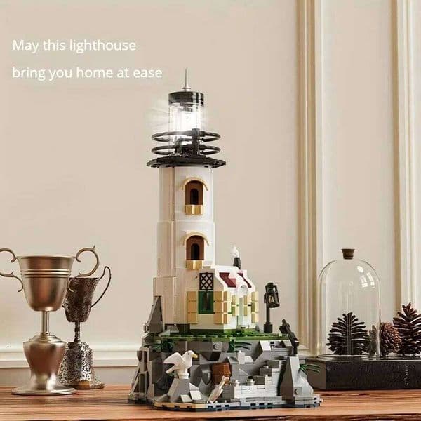 1092PCS Electric Building Blocks Fisherman's Hut Glowing Lighthouse Assembly Bricks Desktop Ornaments DIY Toys Gifts W260511