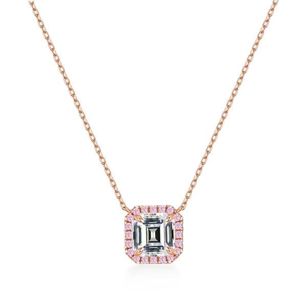 S925 sterling silver necklace for women with emerald moissanite princess cut full diamond clavicle chain, popular in pendant necklace markets