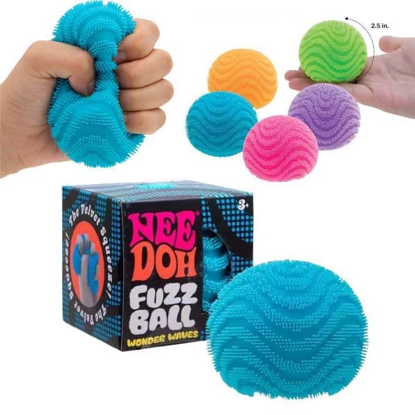 Nee Doh Fuzz Ball Wonder Waves Sensory Squeeze Toy Textured Stress Relief Fidget Ball for Adults Kids X260511