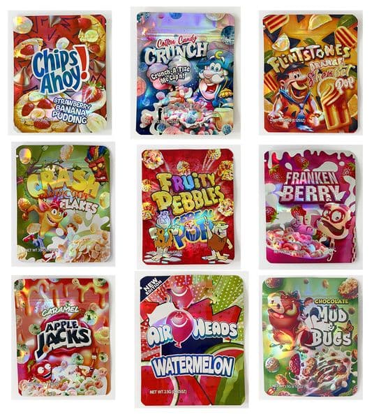 New Designs Cartoon Cake Mylar Bags 3.5g Smell Proof Pouch Soft Touch Empty Zip Lock 3.5 Plastic Package Pouches Storage Packagng case for Dry Herb