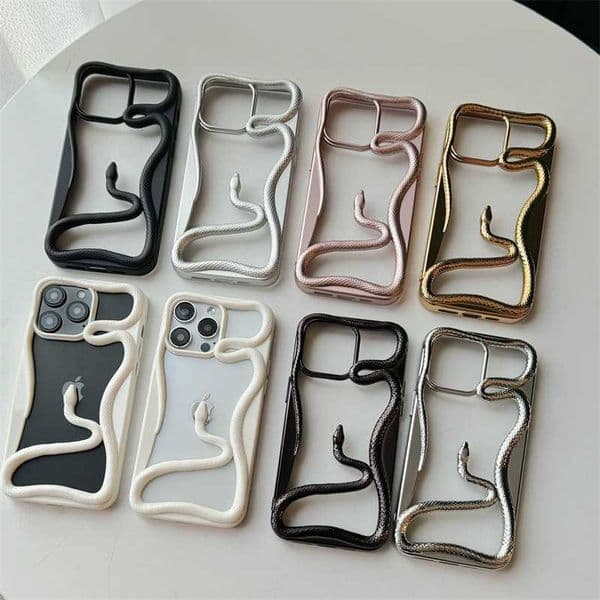 Glossy Matte Hollow Snake Case for iPhone 16 Pro Apple 17 Pro Max 15 Pro 3D T260509