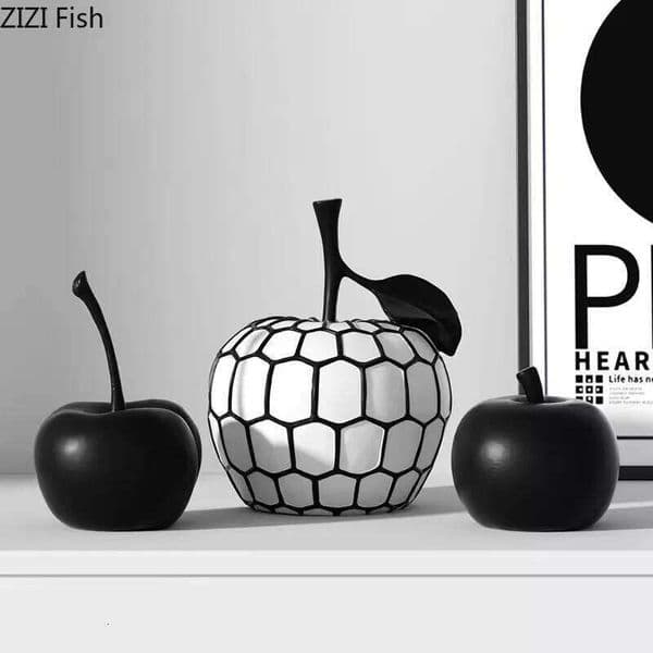 Black and White Stripe Pineapple Statue Desk Decoration Ornaments Minimalism Fruits Resin Sculpture Room Aesthetics Decor 26W05011
