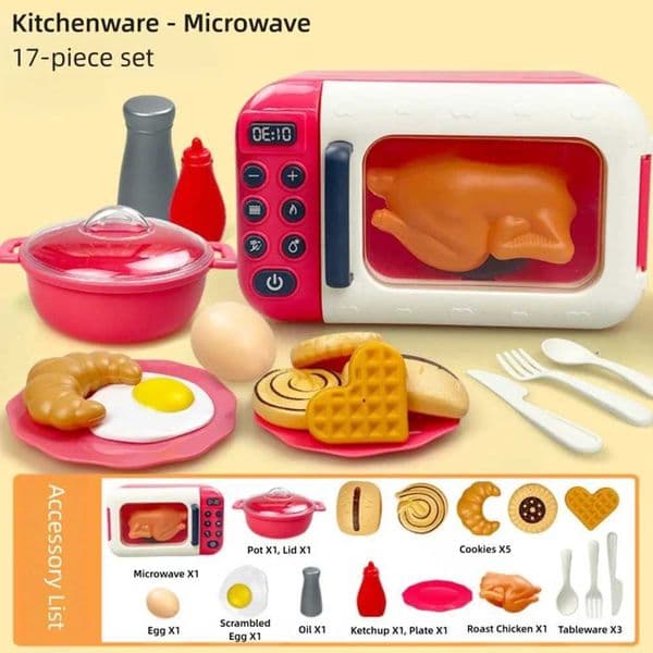 Multicolor Kids Cooking Playset Microwave Plastic Baking Playset Simulation Design Gas Stove Playing House Kitchen Toy S260508