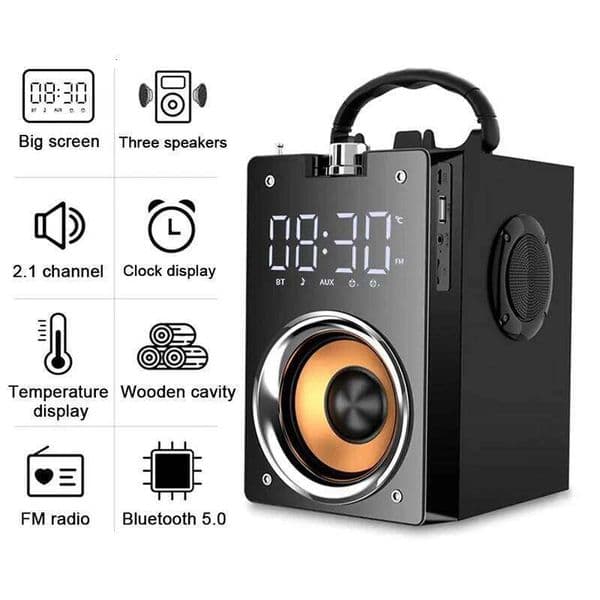 Wooden Super Bass Wireless BT Speakers Portable High Power Stereo Subwoofer Music Center Support TF FM Radio HIFI BoomBox 26Y0511