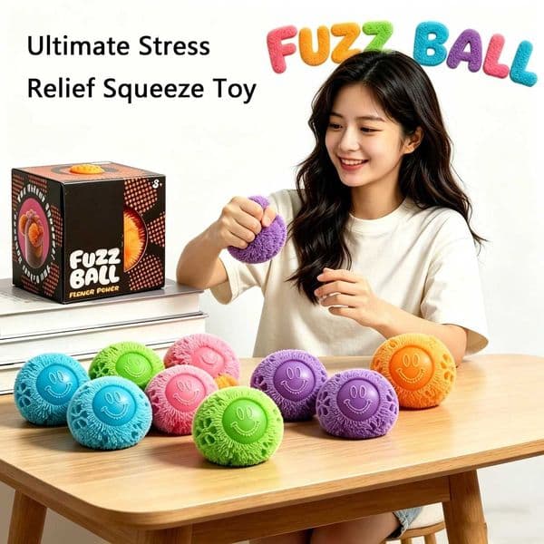 Schylling Fuzz Ball Squeeze Toy Super Soft Stress Relief Squishy BallTPR Non-Toxic Anxiety Relief Fidget Toy for Kids Adults X260511