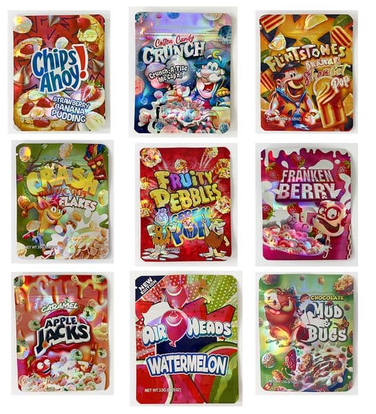 New Designs Cartoon Cake Mylar Bags 3.5g Smell Proof Pouch Soft Touch Empty Zip Lock 3.5 Plastic Package Pouches Storage Packagng case for Dry Herb candy