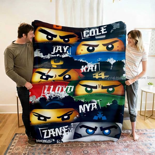 Cartoon N-NinJAGO Flannel Blanket Figures Home Sofa Lunch Break Blankets Children Student Blanket Nap Cover Kids Travel Gift C260511