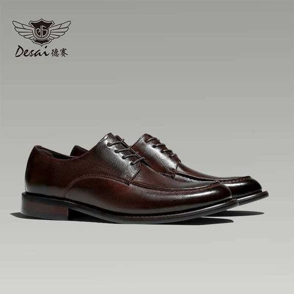 Desai horsehide mens leather shoes business formal round head Derby shoes mens leather soft soled handmade footwear H260509