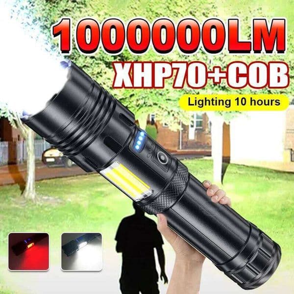 High Power Led 1000000LM Powerful LED Flashlight Portable USB Rechargeable Lamp 2600mah Emergency Camping Work Torch S260509
