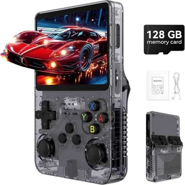 R36S Retro Handheld Game Console with ARKOS System 3.5IPS 128GB/64GB Storage Preloaded Games Portable Gift for Boys & Gamers W260511