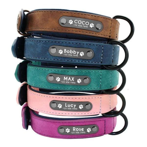Collars Personalized Custom Leather Dog Collar Name ID Tags For Small Medium Large Dogs Pitbull Bulldog Beagle Correa Perro 26L0511