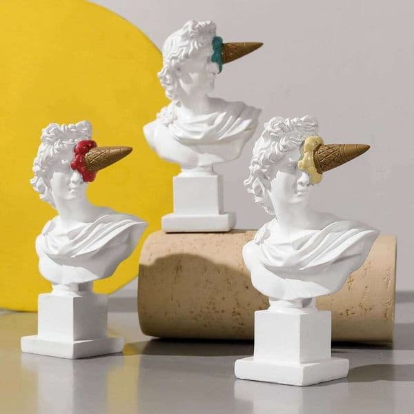 Sculpture Home Desktop Decor Portrait Resin Bust Creative Ice Cream Apollo Greek Statue For Living Room, Table Decorative 26W05011