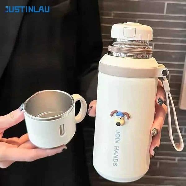 JUSTINLAU 600/800ML Thermos Cup Kitchen Vacuum Flasks with Tea Strainer Stainless Steel Portable Travel Thermal Water BottlesJ260511