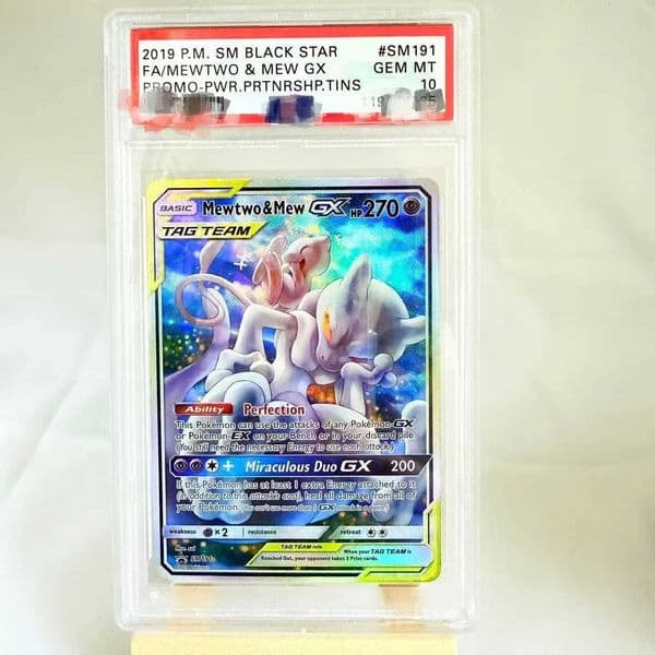 DIY PTCG Rating Card 2019 PM SM BLACK STAR FA/MEWTWO MEW GX PROMO SM191 Collection Card Copy10Points Rating Card Anime Game L2605110CAW