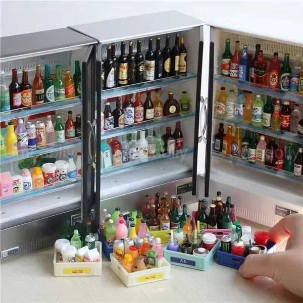 Girl 27PCS Kitchen Toy Double-Door Large Refrigerator Miniature Furniture Music Light Mini Food Beverages Accessories Model Gift S260508