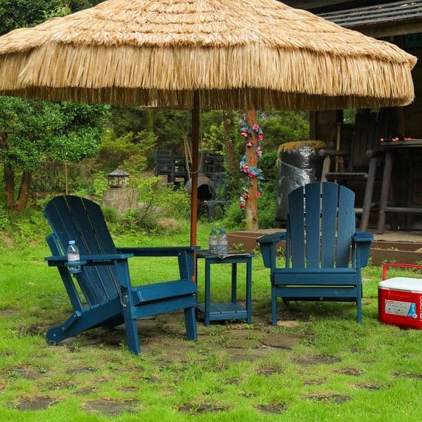 HDPE Folding Adirondack Chair with Dual Cup Holders Composite Material with Realistic Wood Grain u0026 All-Weather Durability for Patio Garden Deck u0026 Lawn