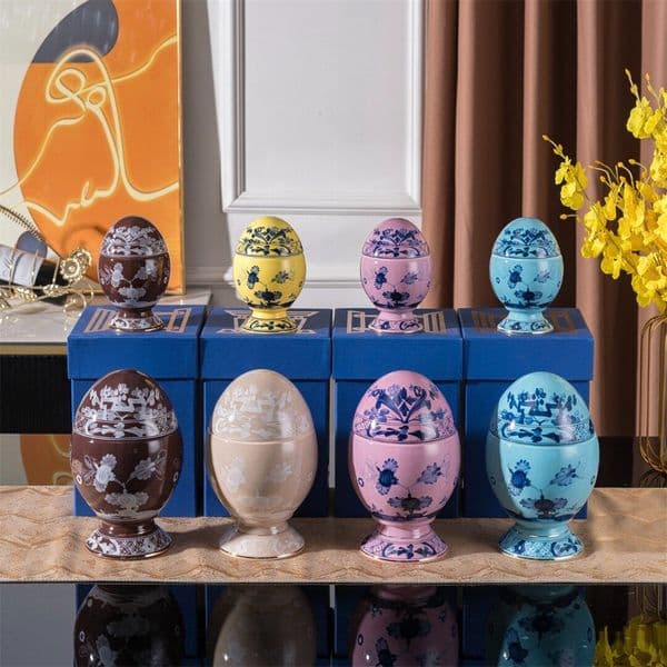 Italian Ceramic Egg Cup with Lid Egg Cup Desktop Art Restaurant Kitchen Supplies with Handles Cold Water Bottle Gift Box