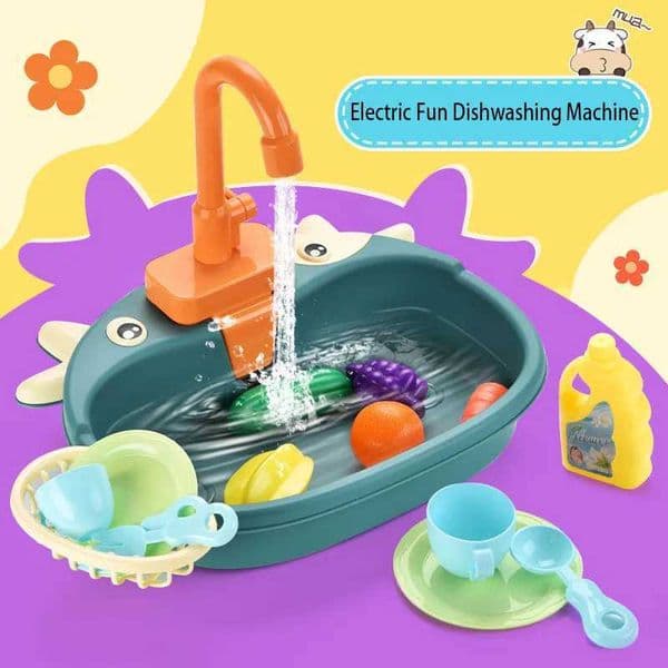 Children Electric Fun Dishwasher Simulation Kitchen Cooking Cycle Out Of The Water Dishwashing Table Play House Kitchen Toy S260508