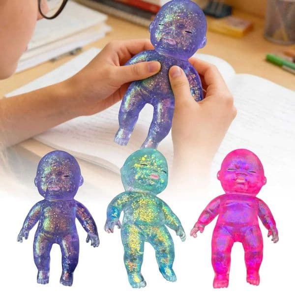 1pc Glitter Silicone Baby Squeeze Toys Slow Rebound Stress Relief Fidget Toys with Soft Satisfying Texture X260511