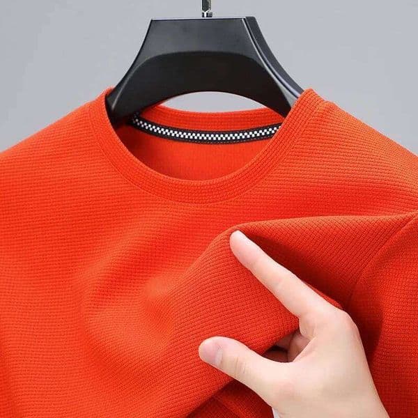 2024 Men's New Waffle Round Neck Short Sleeved T-shirt Summer Comfortable Top 26Y0511