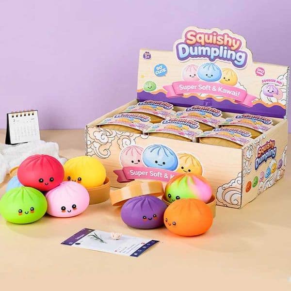 Colorful Dumpling Squishes Stress Balls Fidget Sensory Toys Simulation Food Squishies Bun with Steamer Squeeze Toy X260511