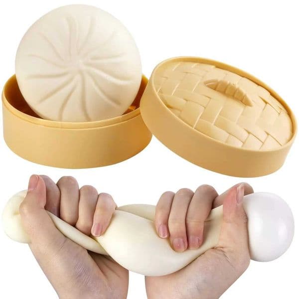 Colorful Dumpling Squishes Stress Balls Fidget Sensory Toys Simulation Food Squishies Bun with Steamer Squeeze Dough Ball Gifts X260511