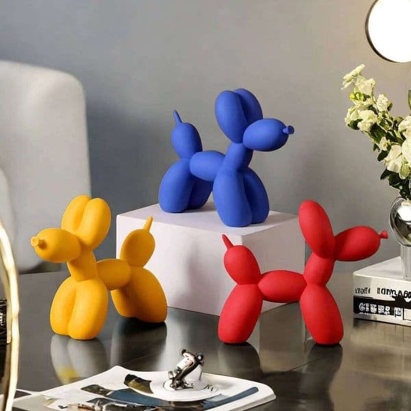 Solid Color Balloon Dog Statue Home Decoration Resin Figurine Handicraft TV Cabinet Exhibition Display Office Desk Decor Gift 26W05011