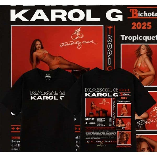 2025 Summer Singer Karol G Tropicoqueta Album Men's Women Clothing Breathable 100% Pure Cotton Printed Leisure T-shirt