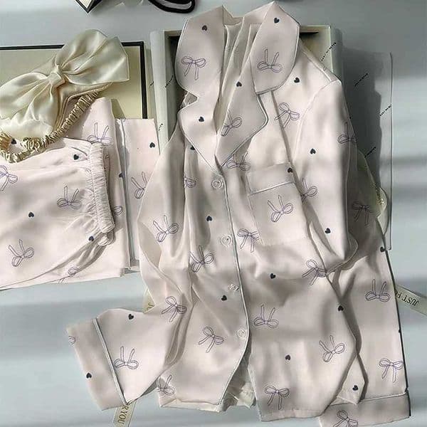 Womens Pajamas Set Fun Cute Print Sleepwear Button Lapel Neck Pajama 2 Piece Suit Pyjama Femme Nightwear Loungewear for SummerJ260511