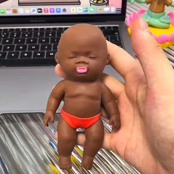 Squeeze Toy Stress Relief Slow Rebound Tpr Palm Natasha Doll Dark Skin Decpression Toy For Adt Relaxation Off He J260528