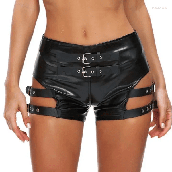 Women's Shorts Model Patent Leather Elastic Bar Performance Outfit Sexy Nightclub Dance Performances Stage Decor