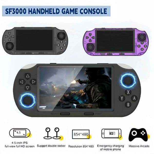 SF3000 Retro Handheld Video Game Console Classic Games Pocket Player with 4.5 Inch I Screen 3000mAh Portable Linux System 26Y0508