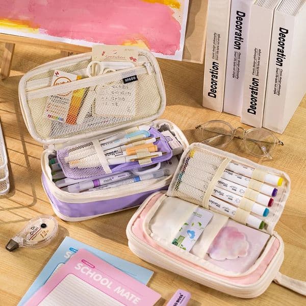 Angoo Macaron Color Pencil Case Pen Bag Expandable Pocket Storage Pouch Organizer for Stationery Student A7292 260511