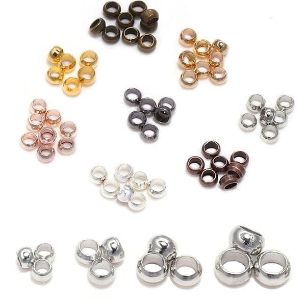 500pcslot Gold Silver Copper Ball Crimp End Beads Dia 15m Stopper Spacer For DIY Jewelry Making Supplies Accessories y260509