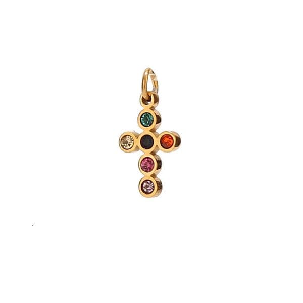 5pcs Stainless Steel Mini Cross Charms Cubic Zirconia Inlayed Tiny Cross for Earring Bracelet Making 260509