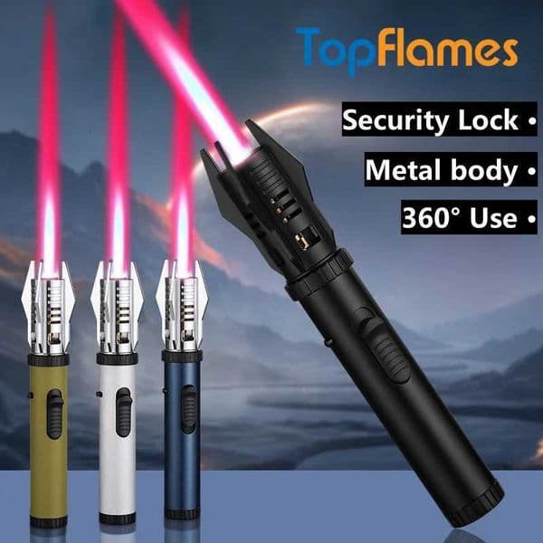 Lightsaber Butane Lighter Metal 360 Windproof Turbo Jet Flame Torch for Outdoor Camping BBQ Welding Red Flame for Mens GiftsJ260511