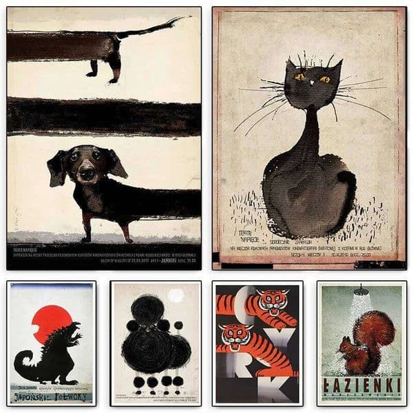 Ryszard Kaja Artworks Polish Poster 2000s Dachshund Lazienki Poodle Canvas Painting Wall Art for Living Room Home Decor 26Y0511