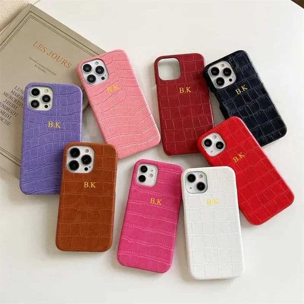 Personalise Gold Silver Initial Letter Crocodile Luxury Leather PU Case For Iphone 14 12 13 15 Pro Max X Max 16 11 Pro Max CoverJ260511